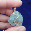 Celestite Crystal Wire-Wrapped Necklace in Copper, Sky-Blue Gemstone Pendant, Handmade