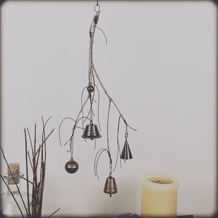 Witch's Bell with Willowy Branch and 5 Different Bells Handcrafted