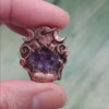 Raw Tanzanian Amethyst Crystal Rune Copper Necklace, Electroformed Pendant, video showing all sides