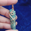 Raw Blue Kyanite Crystal Pendant Necklace w/ 2 Swirls, Copper Wire-Wrapped, Handmade