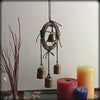 Hanging Witch's Bell with Small Wreath, 4 Bells and Black Twine Handmade For Cleansing and Protection Against Evil | Woot & Hammy