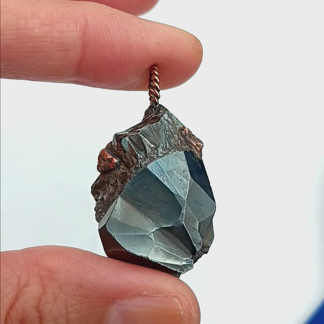 Raw Hematite Copper Pendants - Handmade Electroform Jewelry