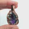 Freeform Swirl Raw Dark Amethyst Crystal Oxidized Copper Pendant, 100% Handmade OOAK, Style B