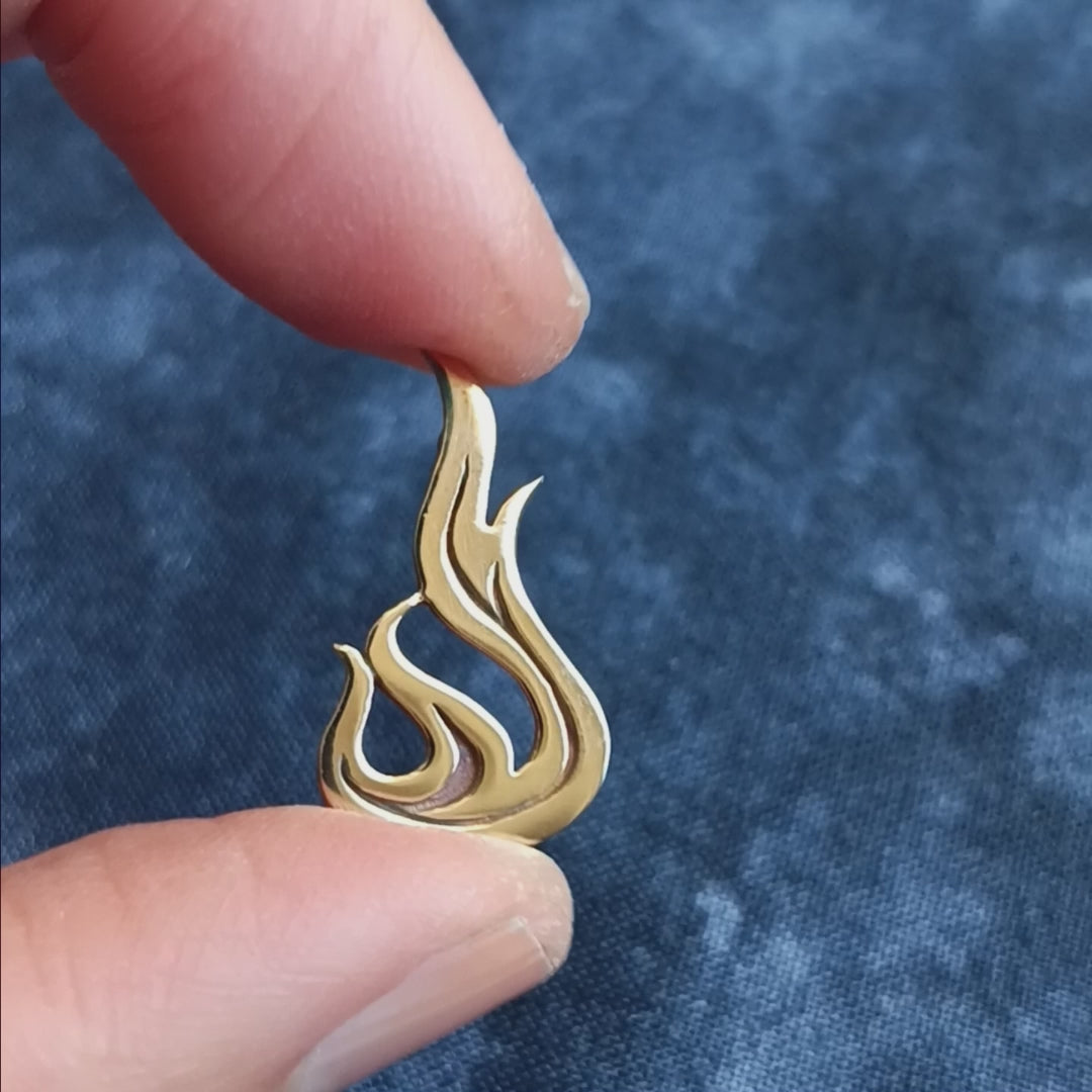 Brass Flickering Flame Pendant, Handmade