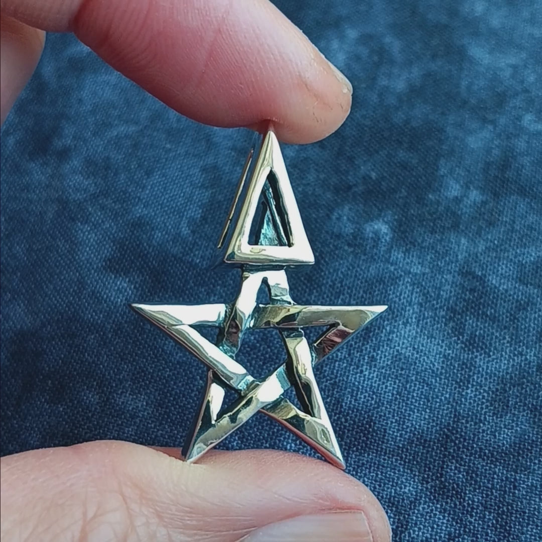 Chunky Third Degree Wiccan Pentagram Pendant, Handmade