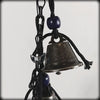 Hanging Witch's Bells on Long Black Chain Purple Wooden Beads Black Twine Handcrafted Iridescent Glass Crescent Moons | Woot & Hammy