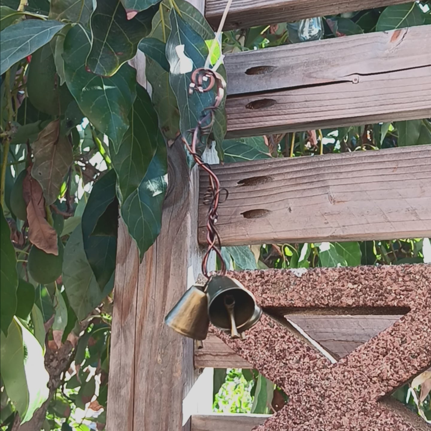 3-Bell Hanging Witch's Bell on Free-Form Wire 'Vines' - Handmade