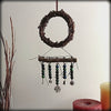 Wreath Wall Hanging with Tree of Life, Twig, Triskele, Spiral, Sun, Bell Charms and Glass Beads - Handmade - Pagan Wiccan Decoration Sacred Space Altar Nature Rustic