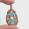 Faceted Blue & Aqua Chalcedony Copper Wire-Wrapped Pendant with 20" Chain, 100% Handmade