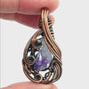 Freeform Swirl Raw Amethyst Crystal Oxidized Copper Pendant Wire Wrapped, 100% Handmade OOAK, Style A
