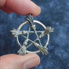 Five Brooms or Besoms Pentacle Pendant, Handmade