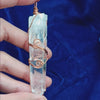 Raw Quartz Crystal Point Pendant Necklace, Copper Wire-Wrapped, with 24" Chain - Handmade - 3 Sizes