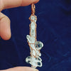 Raw Faden Clear Quartz Crystal Pendant Necklace, Copper Wire-Wrapped, Handmade