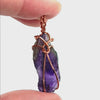 Raw Amethyst Crystal Pendant Necklace w/ Teardrop Knot, Copper Wire-Wrapped, w/ 20" Chain, Handmade