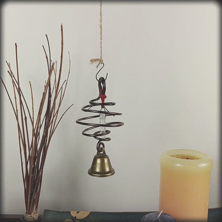 Hanging Witch's w/ Spirals and Raw Quartz Point Handmade Energy Cleansing Protection Healing Pagan Wiccan Sacred Space Rustic Primitive Quirky | Woot & Hammy