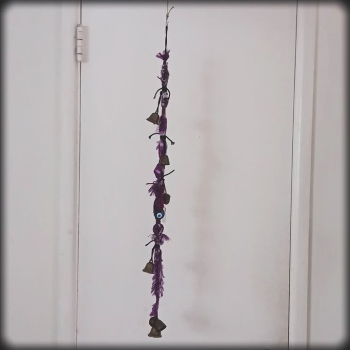 Long Hanging Witch's Bell Altar Cloth Evil Eye Quartz - Handmade - Energy Cleansing Protection Pagan Wiccan Sacred Space Healing Rustic Primitive | Woot & Hammy