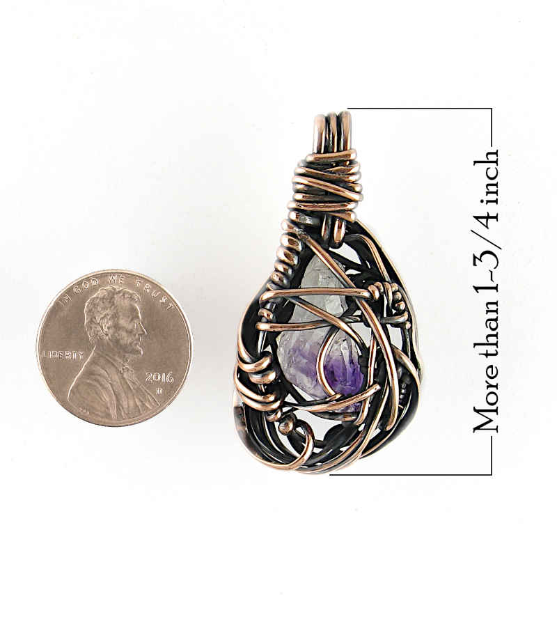 Fancy Raw Amethyst Pendant Wrapped In Oxidized Copper Wire Handmade Style A | Woot & Hammy