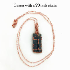 Handmade black tourmaline copper necklace, grounding and protective stone