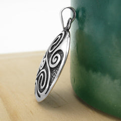 Triskele Symbol with Spirals Domed Oxidized Pendant