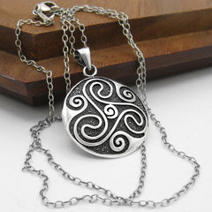 Triskele Symbol with Spirals Domed Oxidized Pendant