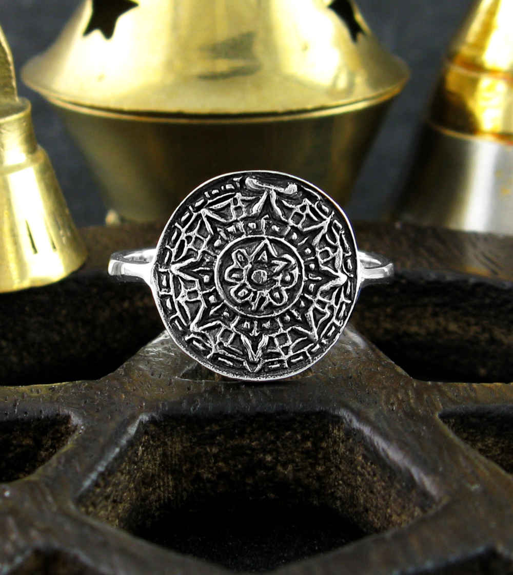 Round Mandala Oxidized Ring | Woot & Hammy