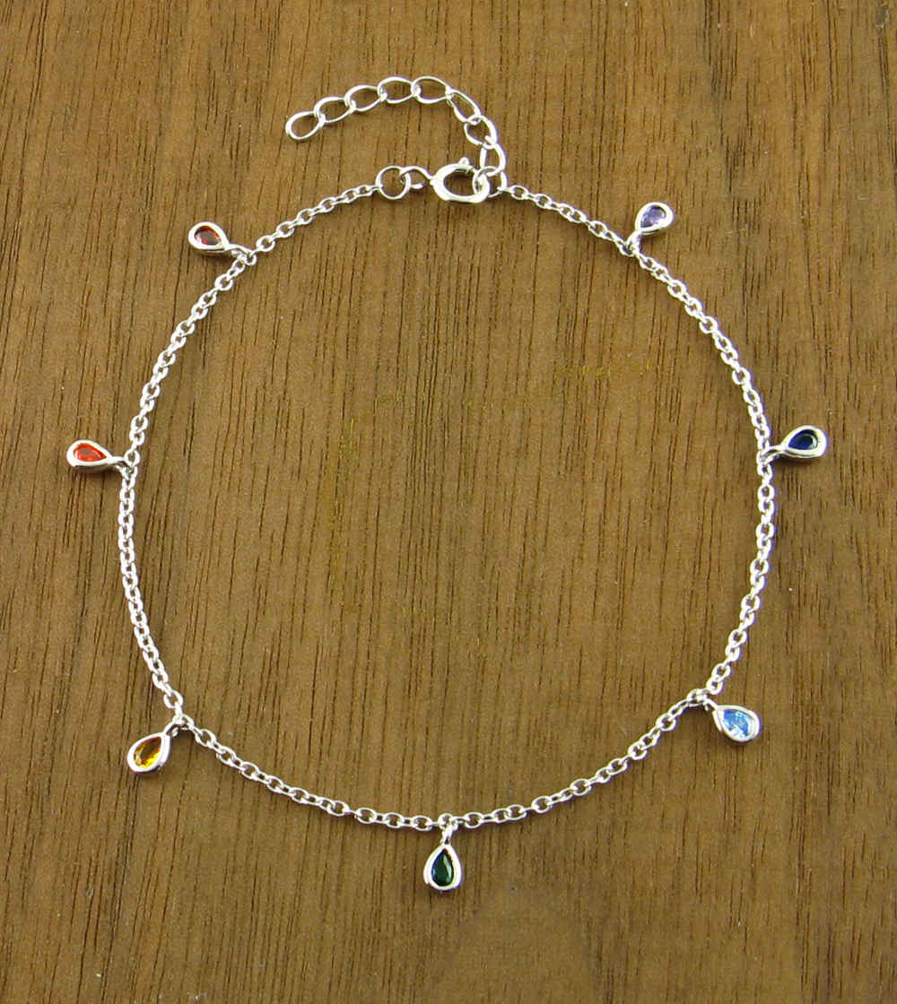 Seven Tiny Multi-Colored CZ Teardrops Bracelet | Woot & Hammy