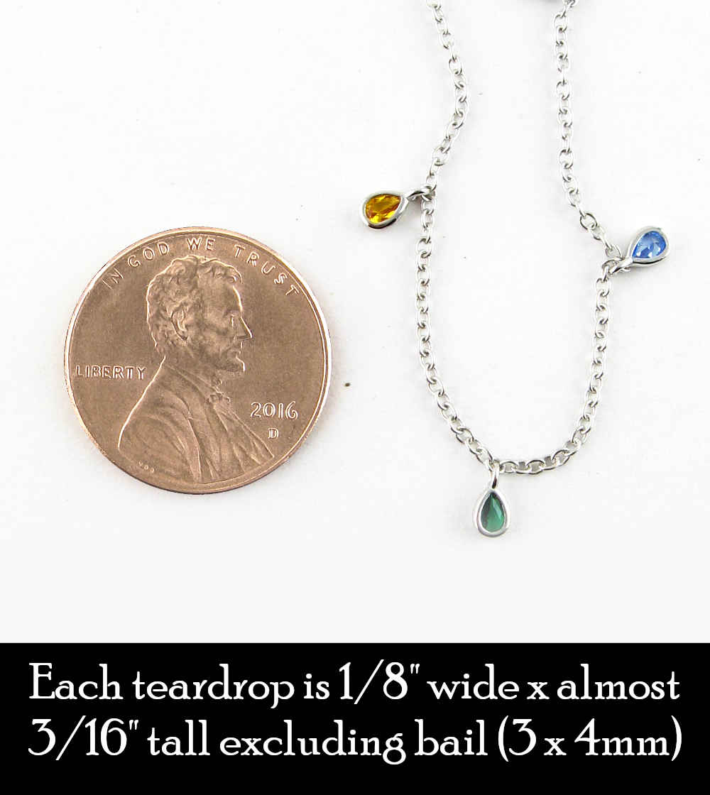 Seven Tiny Multi-Colored CZ Teardrops Bracelet | Woot & Hammy