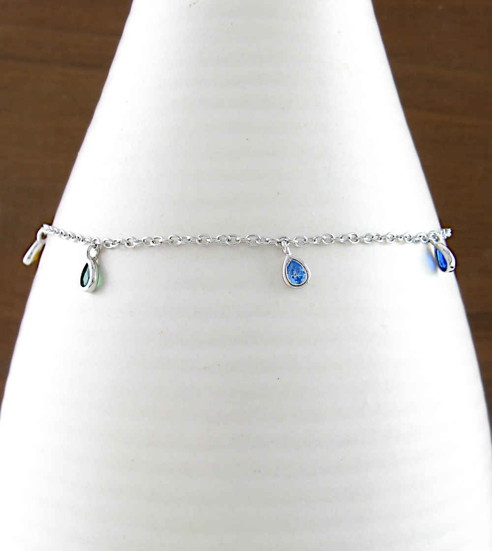 Seven Tiny Multi-Colored CZ Teardrops Bracelet | Woot & Hammy