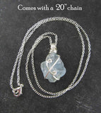 sky blue celestite pendant necklace silver plated wire wrapped protection healing stone celestine rock gem natural aqua rough gemstone with chain