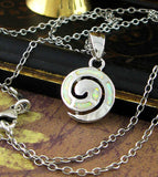 Spiral With Lab Opal Infill Pendant | Woot & Hammy