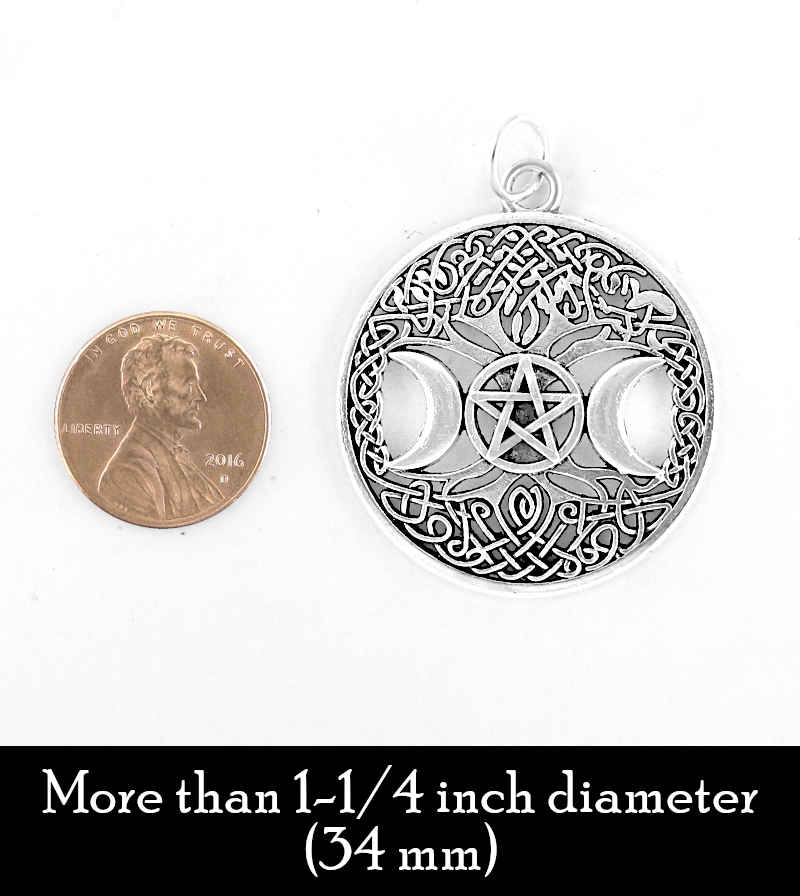 Amulet Charm Celtic Tree of Life Triple Moon Pentagram Knots Pewter | Woot & Hammy