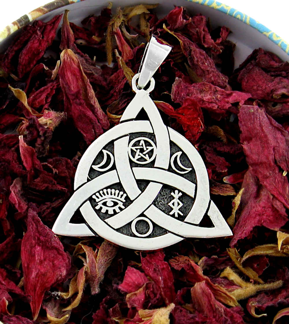 Triquetra With Interwoven Circle And Symbols Pendant | Woot & Hammy