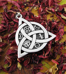 Triquetra With Interwoven Circle And Symbols Pendant | Woot & Hammy