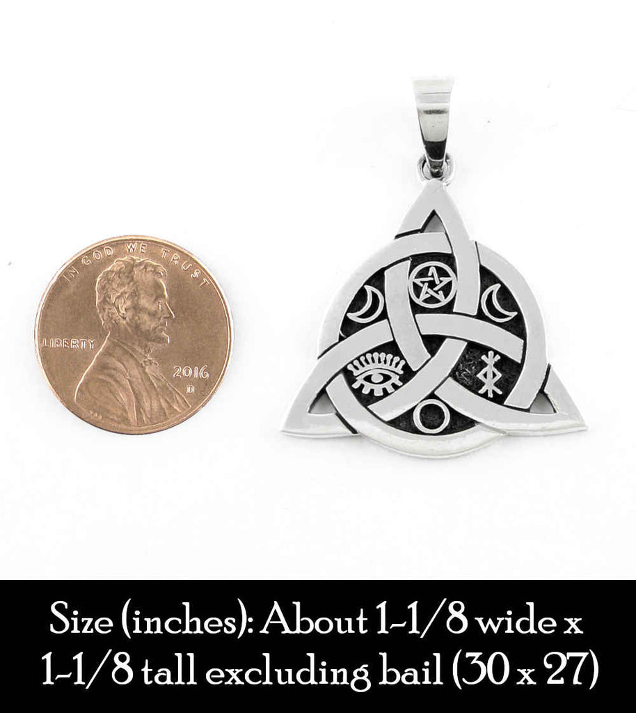Triquetra With Interwoven Circle And Symbols Pendant | Woot & Hammy