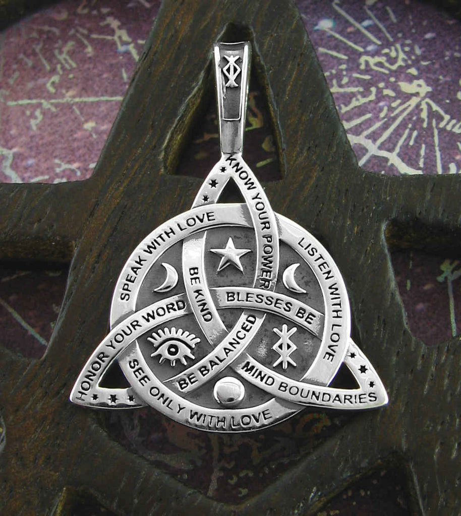 Triquetra With Inspiring Words Of Wisdom Oxidized Pendant | Woot & Hammy