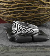 Valknut With Celtic Knots Oxidized Signet Ring | Woot & Hammy