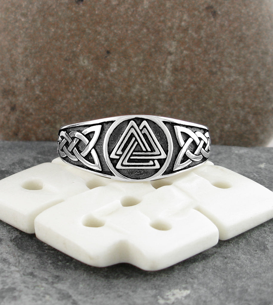Valknut With Celtic Knots Oxidized Signet Ring | Woot & Hammy