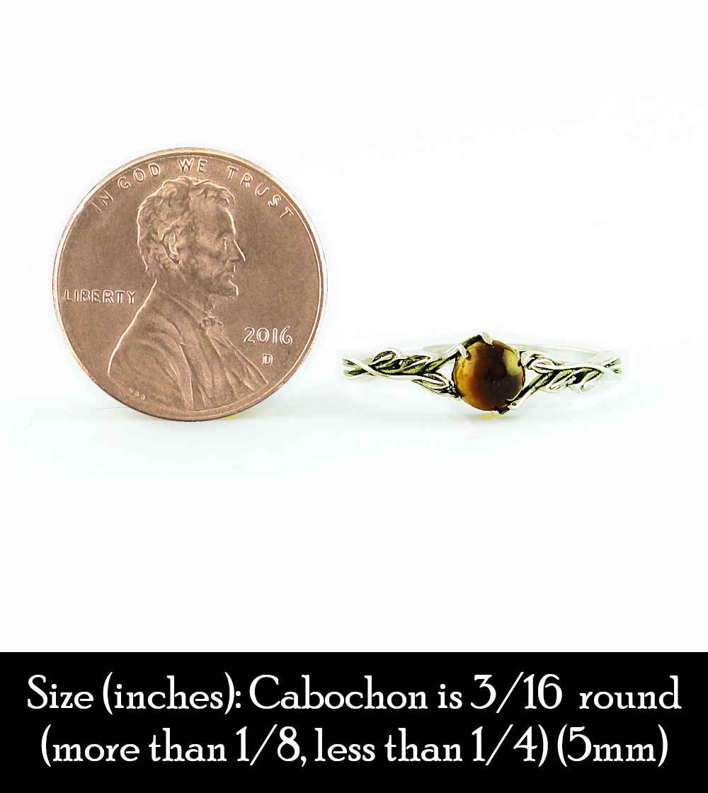 Tiger's Eye Cabochon Held By Entwined Vines Ring | Woot & Hammy