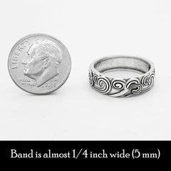 Ocean Waves Oxidized Band Ring Strength Energy Nature Movement Change Transformation Life Cycles Transient Emotions Thoughts Tides Moon Goddess | Woot and Hammy
