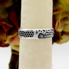Tree of Life Oxidized Band Ring Honeycomb Hexagon Pattern Family Nature Interconnected Wiccan | Woot & Hammy