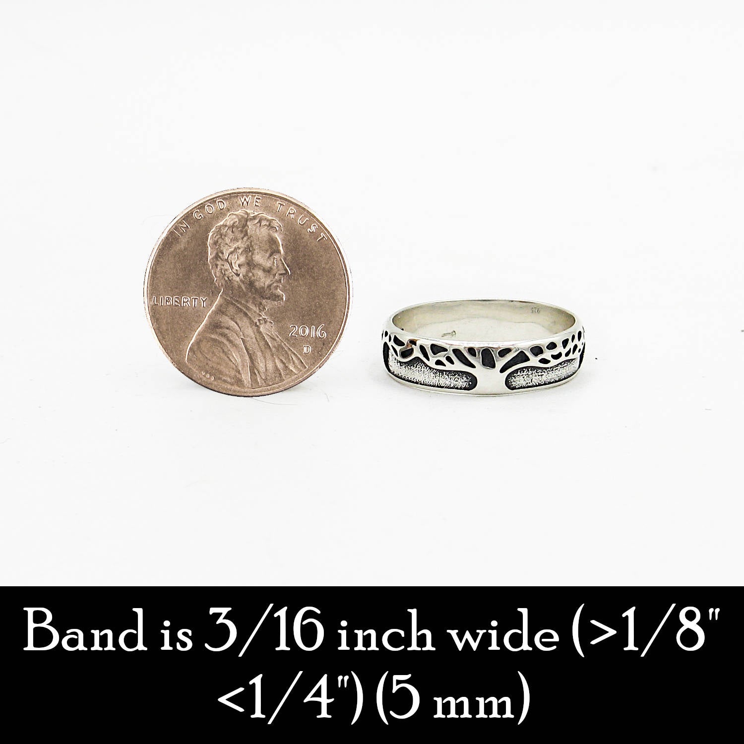 Tree of Life Oxidized Band Ring Honeycomb Hexagon Pattern Family Nature Interconnected Wiccan | Woot & Hammy