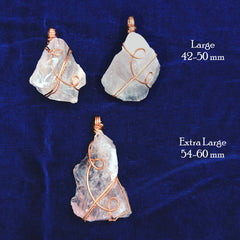 Chunky Raw Rose Quartz Crystal Pendant, Copper Wire-Wrapped, Handmade