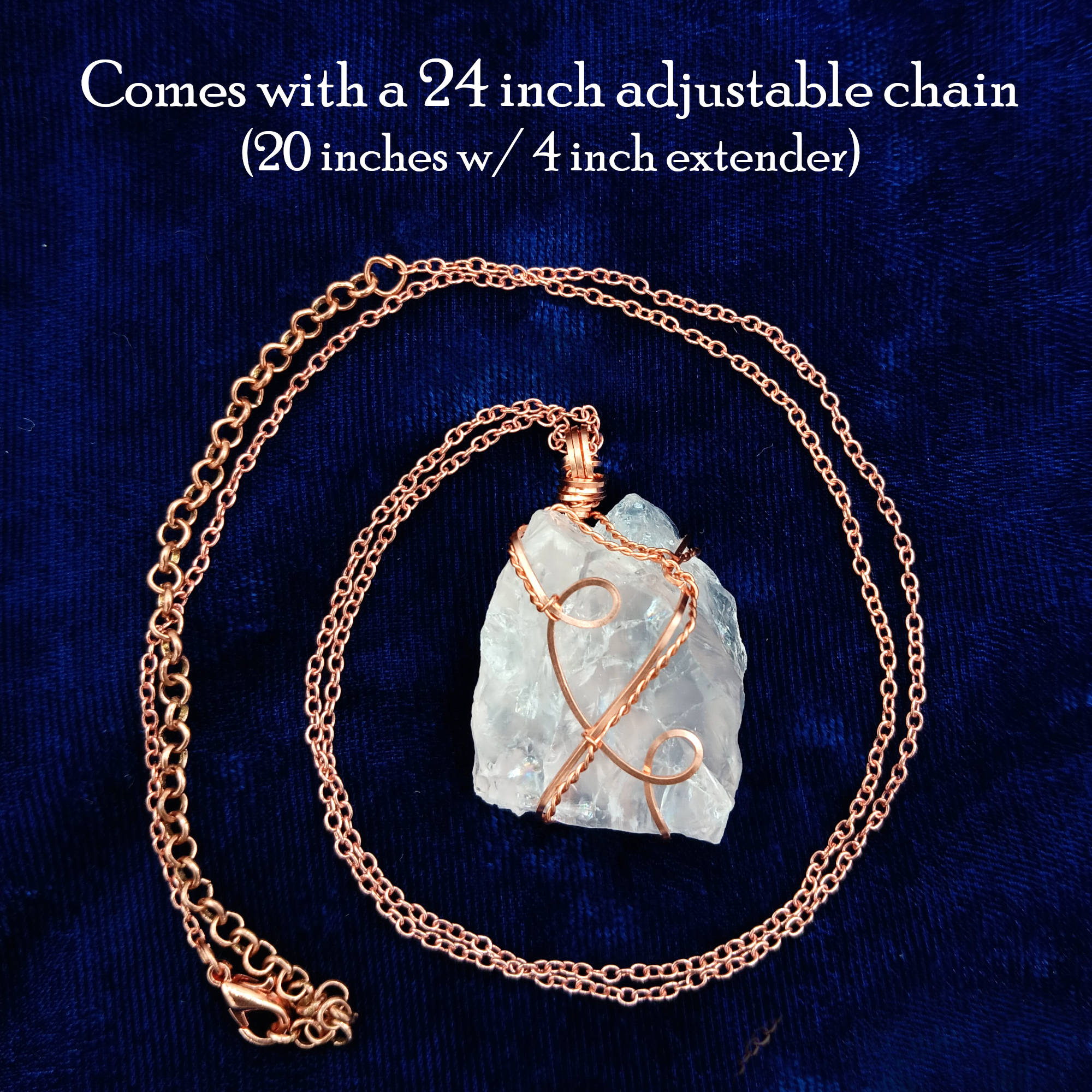 Chunky Raw Rose Quartz Crystal Pendant, Copper Wire-Wrapped, Handmade