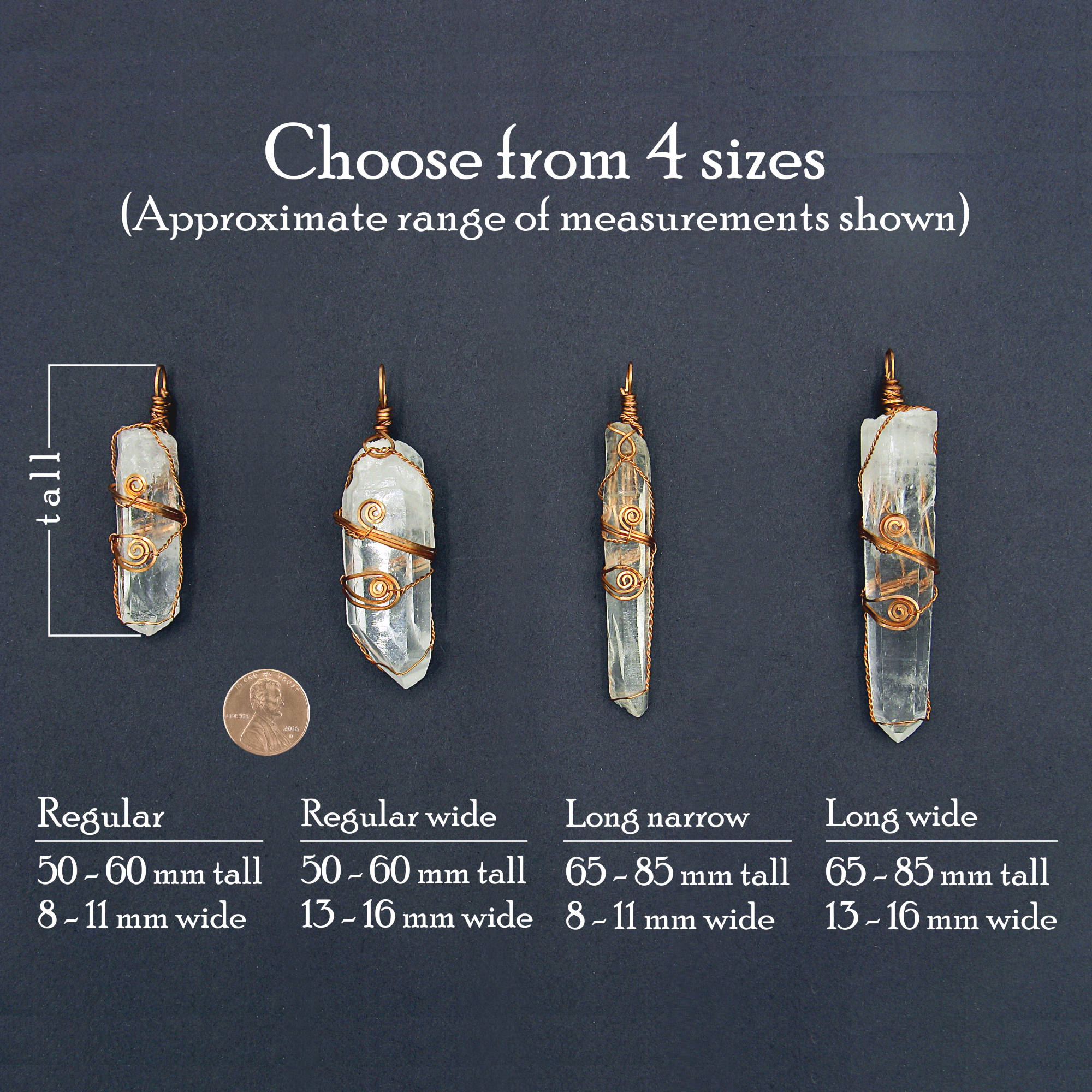 Raw Quartz Crystal Point Handmade Pendant Necklace Copper Wire-Wrapped Two Swirls 24 Inch Chain | Woot & Hammy
