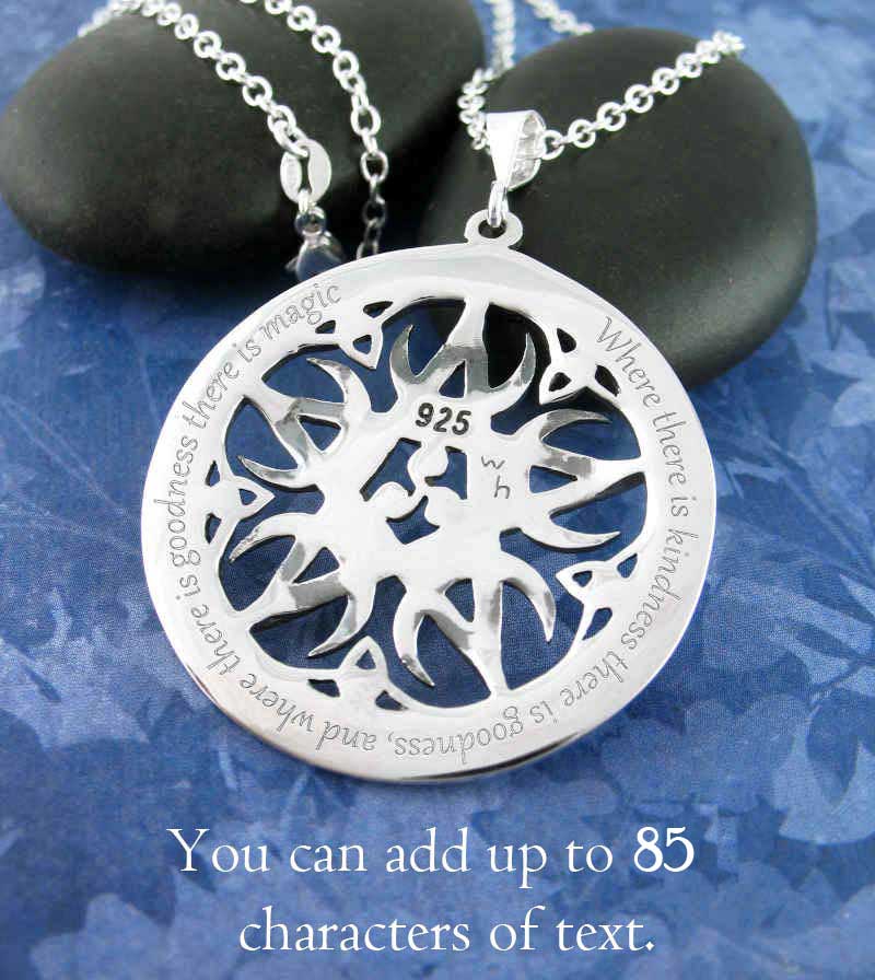 1.5" Large ENGRAVED Backside Five Crescent Moons Pentacle Pendant Necklace Wiccan Pagan Star Pentagram Witch Amulet Witchcraft Alchemy engraving up to 85 characters