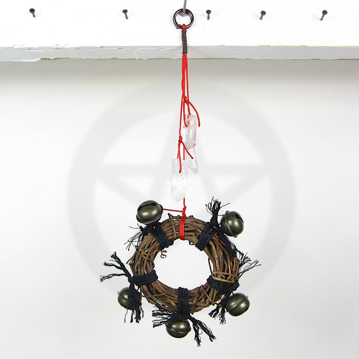 Witch's Bell Wreath, 5 Sleigh Bells 3 Quartz Energy-Cleansing