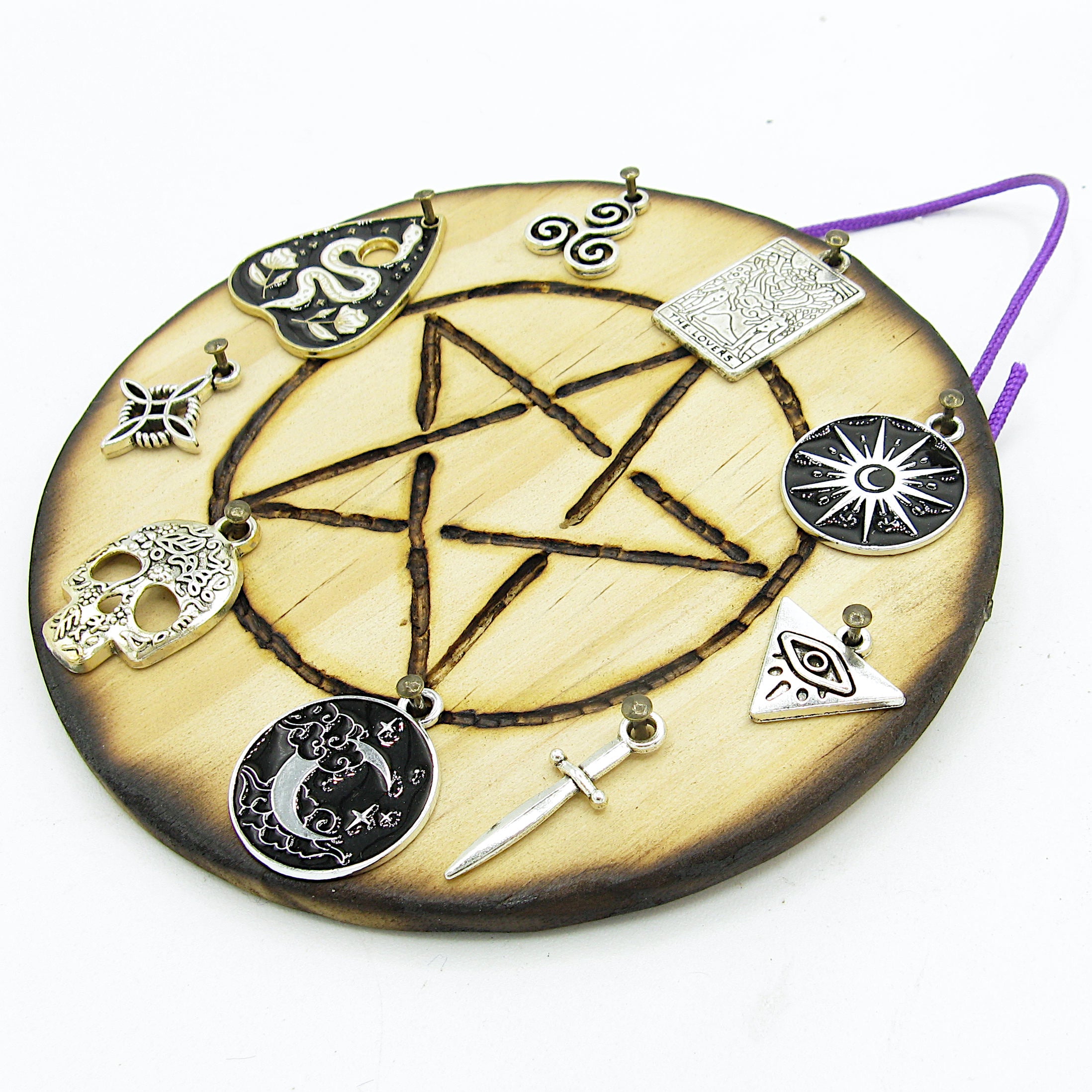 Pentagram Talisman / Amulet with 9 Charms - Handcrafted