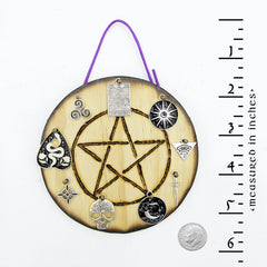Pentagram Talisman / Amulet with 9 Charms - Handcrafted
