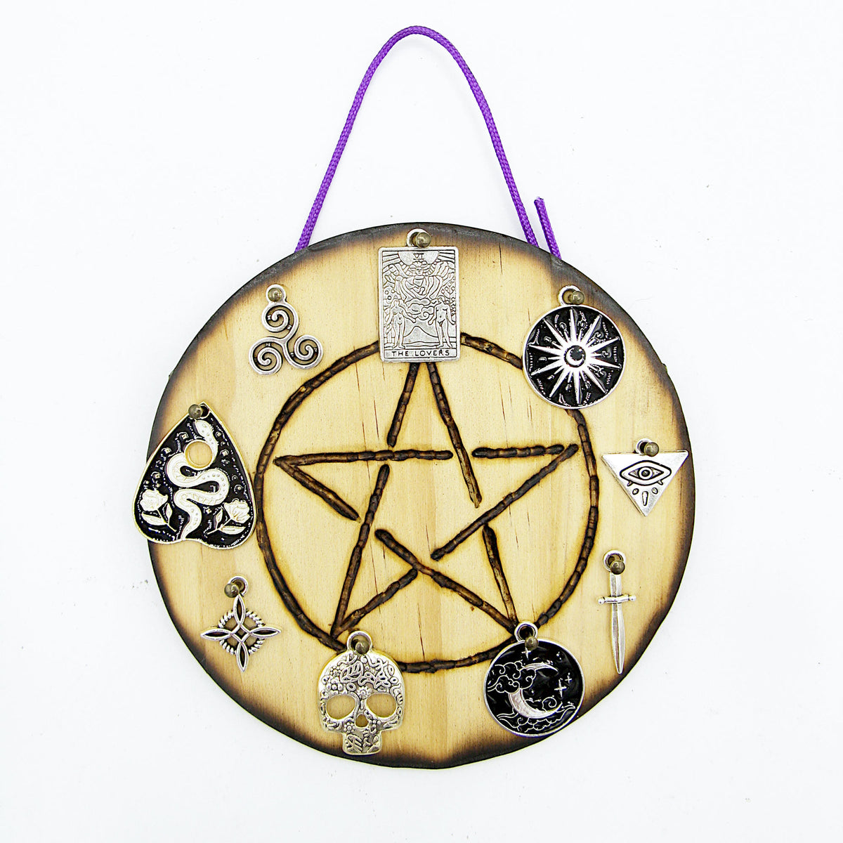 Pentagram Talisman / Amulet with 9 Charms - Handcrafted