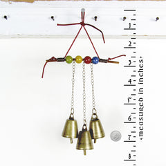 Witch's Bell with Twig, Colorful Beads, Chains Handcrafted Energy Cleansing